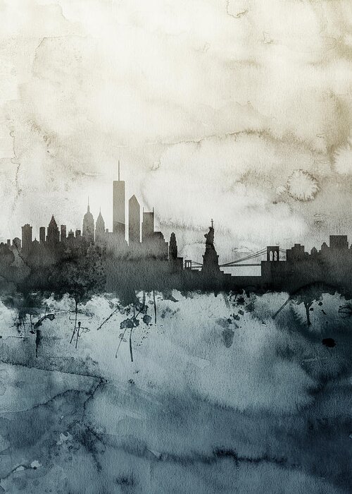 United States Greeting Card featuring the digital art New York Skyline #20 by Michael Tompsett