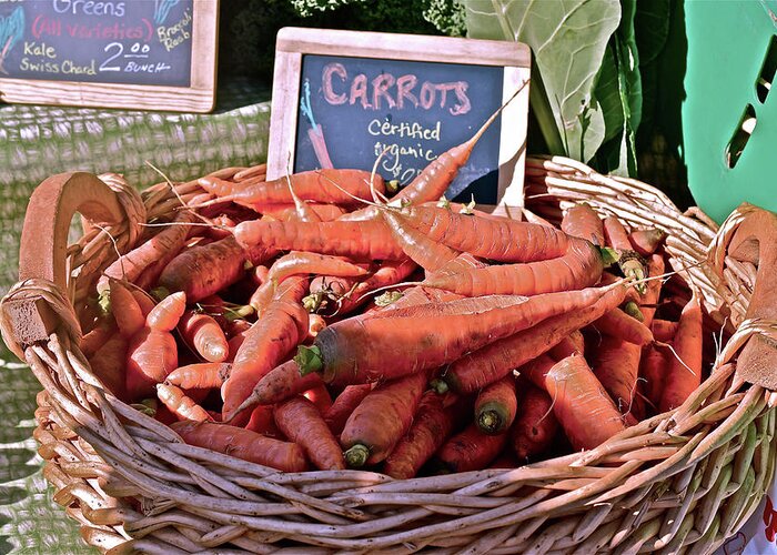 Carrots Greeting Card featuring the photograph 2016 Monona Farmers' Market Organic Carrots by Janis Senungetuk