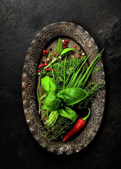 Food Greeting Card featuring the photograph Herbs and Spices #22 by Natalia Klenova