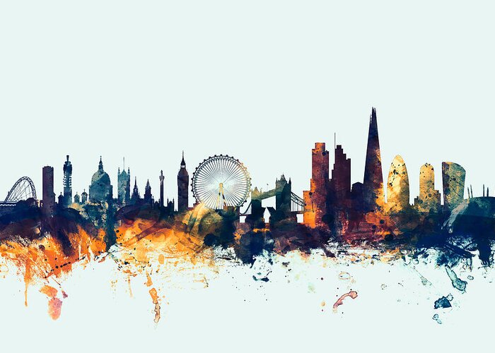 London Greeting Card featuring the digital art London England Skyline #27 by Michael Tompsett