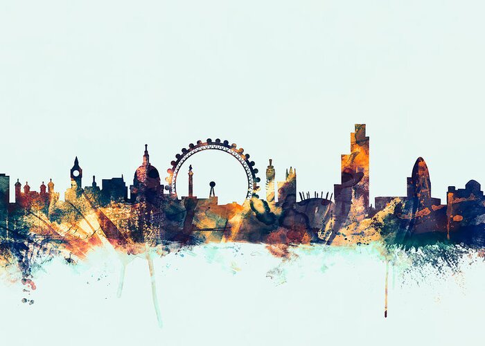 London Greeting Card featuring the digital art London England Skyline #28 by Michael Tompsett