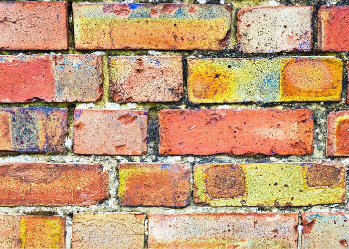 Aging Greeting Card featuring the photograph Brick wall #29 by Tom Gowanlock