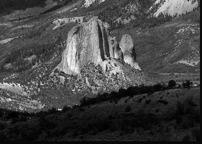 Needle Rock Greeting Card featuring the photograph 2D10394-E-BW Needle Rock 5 by Ed Cooper Photography