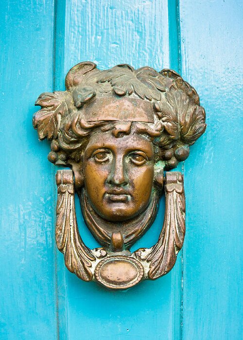 Antique Greeting Card featuring the photograph Antique door knocker #3 by Tom Gowanlock