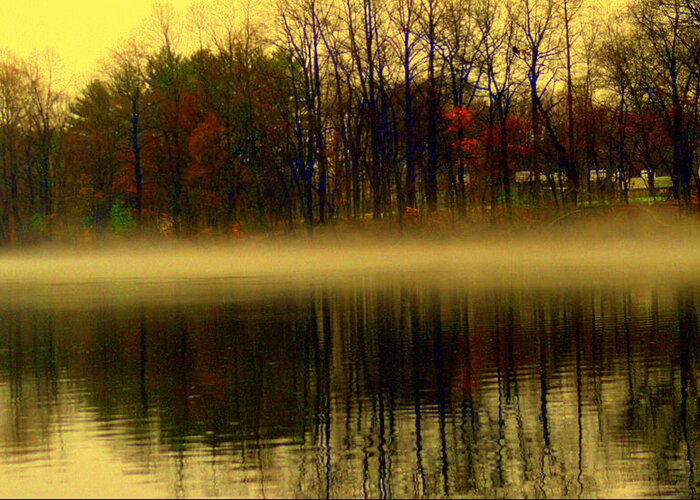 Lake View Greeting Card featuring the digital art Autumn Lake #3 by Aron Chervin