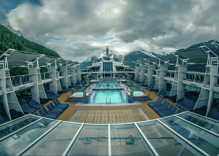 Ship Greeting Card featuring the photograph beautiful Alaskan cruise ship scenery #3 by Alex Grichenko