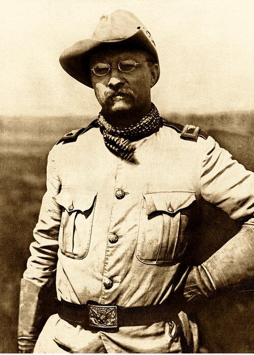 Theodore Roosevelt Greeting Card featuring the photograph Colonel Theodore Roosevelt by War Is Hell Store