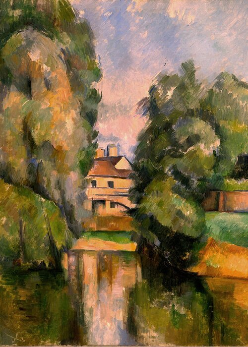 Paul Cezanne Greeting Card featuring the painting Country House By A River #3 by Paul Cezanne
