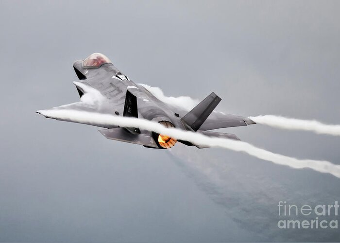 F35 Greeting Card featuring the digital art F35 Lightning II by Airpower Art