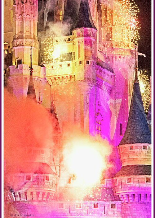 Fireworks Greeting Card featuring the photograph Fireworks, Cinderella's Castle, Walt Disney World #3 by A Macarthur Gurmankin