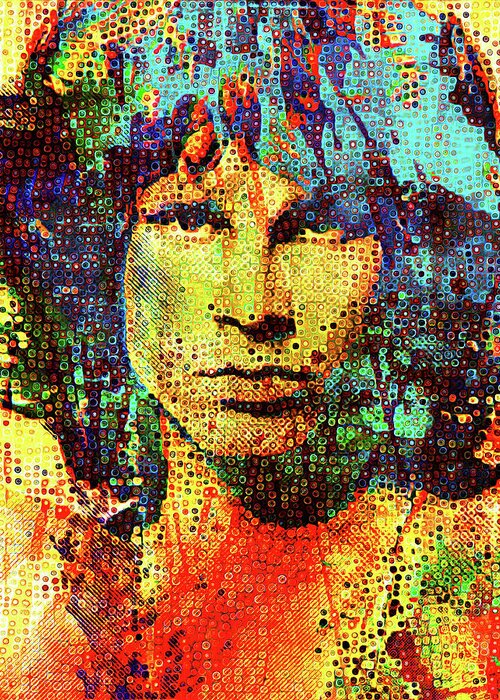 Portrait Greeting Card featuring the painting Jim Morrison #2 by Gary Grayson