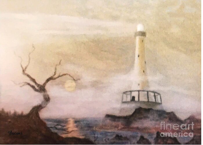 Pastel Greeting Card featuring the pastel Lighthouse #3 by Teresa Ascone