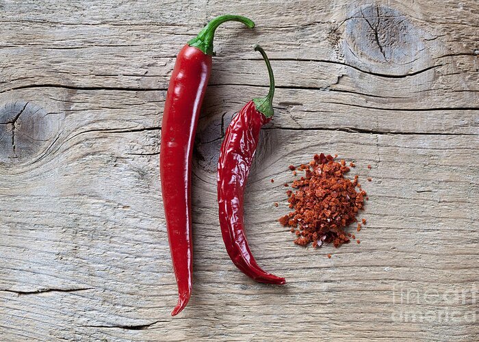 Chili Greeting Card featuring the photograph Red Chili Pepper #3 by Nailia Schwarz
