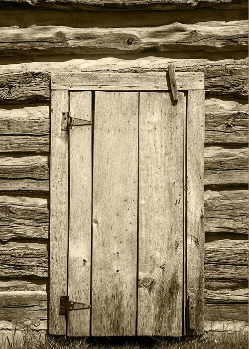 Door Greeting Card featuring the photograph Rough Wood Door on Log Building #4 by Donald Erickson
