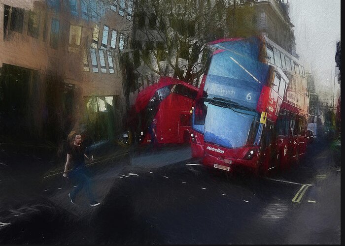 City Greeting Card featuring the mixed media Interrupted Journey 1.London by Aleksandrs Drozdovs