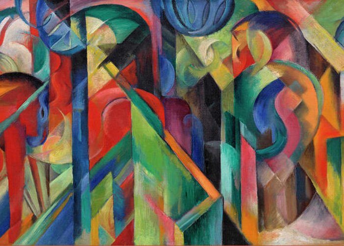 Stables Greeting Card featuring the painting Stables #3 by Franz Marc