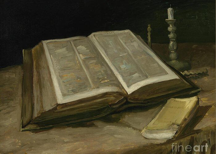 Bible Greeting Card featuring the painting Still Life with Bible by Vincent Van Gogh