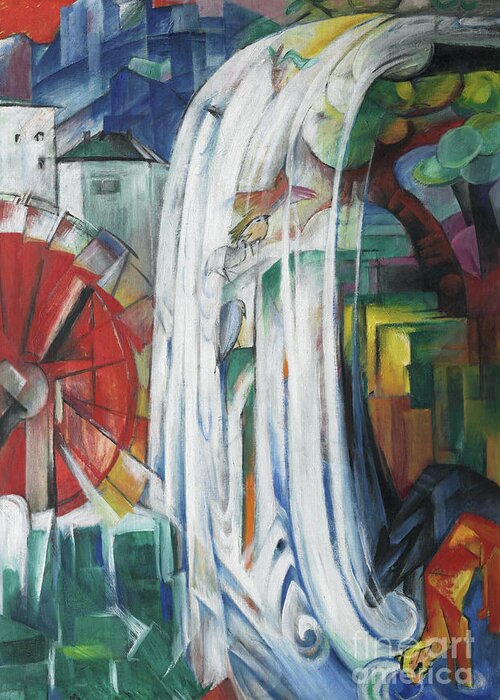 Marc Greeting Card featuring the painting The Bewitched Mill by Franz Marc