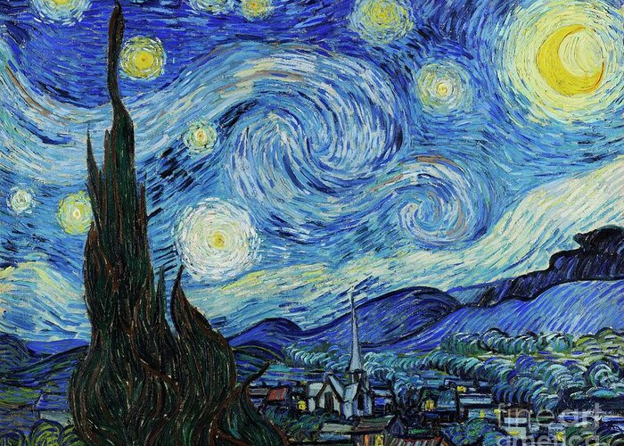 Vincent Van Gogh Greeting Card featuring the painting The Starry Night by Vincent Van Gogh