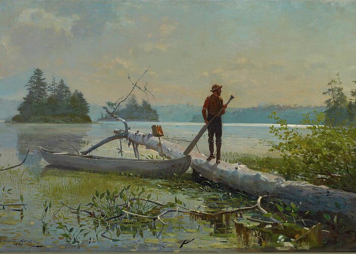 Winslow Homer Greeting Card featuring the painting The Trapper #1 by Winslow Homer