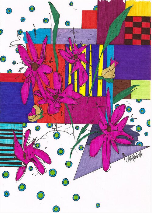 Artist Marker Greeting Card featuring the drawing Untitled #3 by Teddy Campagna