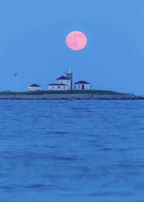 Rhode Island Greeting Card featuring the photograph Watch Hill Moonrise #3 by Bryan Bzdula