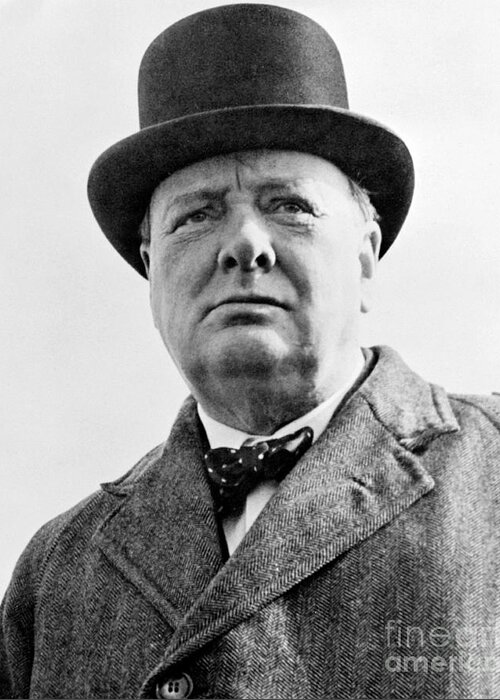 Churchill Greeting Card featuring the photograph Winston Churchill by English School