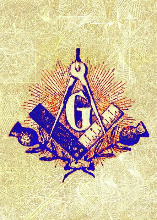 Freemason Greeting Card featuring the painting Freemason, Masonic, Symbols #30 by Esoterica Art Agency