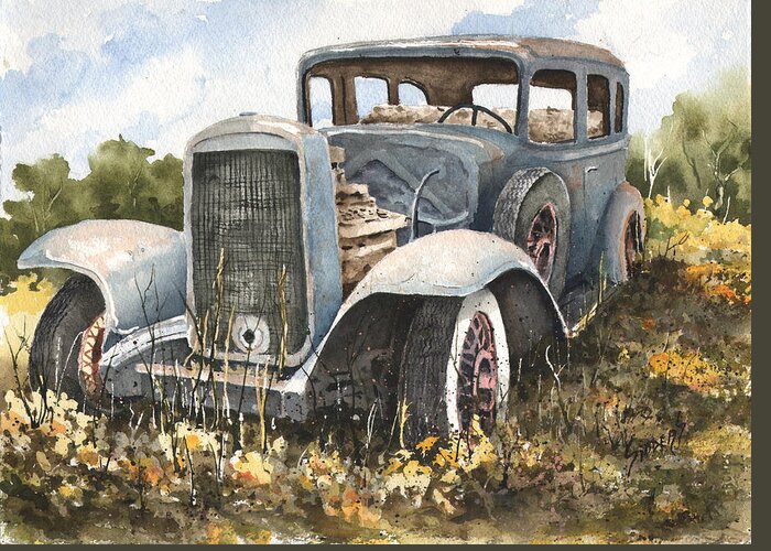 Automobile Greeting Card featuring the painting 32 Buick by Sam Sidders