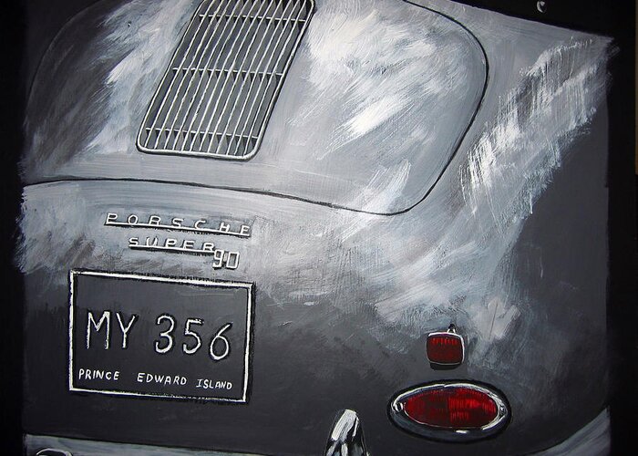 Car Greeting Card featuring the painting 356 Porsche rear by Richard Le Page