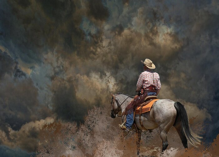 Cowboy Greeting Card featuring the photograph 3982 by Peter Holme III