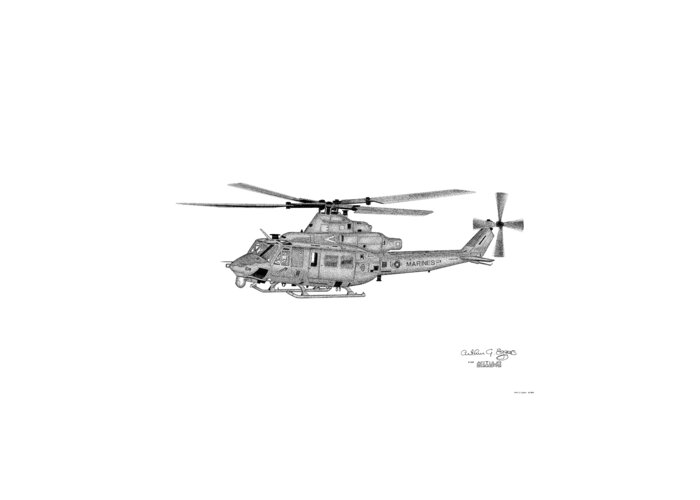 Bell Helicopter Greeting Card featuring the digital art Bell Helicopter UH-1Y Venom #3 by Arthur Eggers