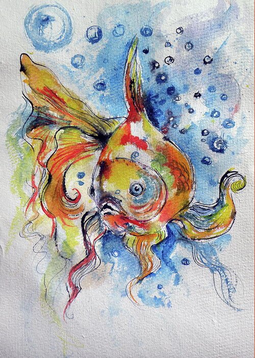Fish Greeting Card featuring the painting Fish #4 by Kovacs Anna Brigitta