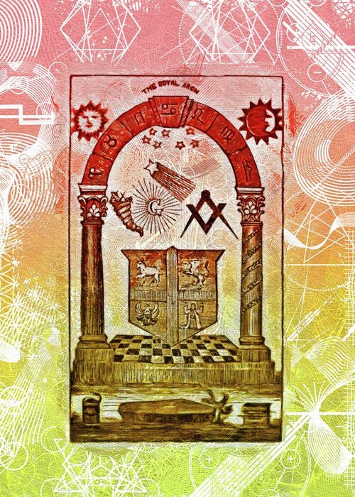 Lodge Greeting Card featuring the painting Freemason, Mason, Masonic Symbolism #4 by Esoterica Art Agency