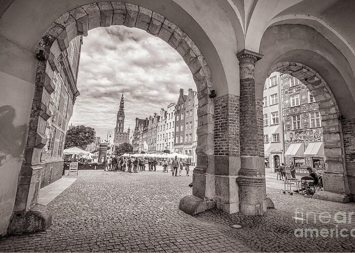City Greeting Card featuring the photograph Green Gate, Long Market Street, Gdansk, Poland #4 by Mariusz Talarek
