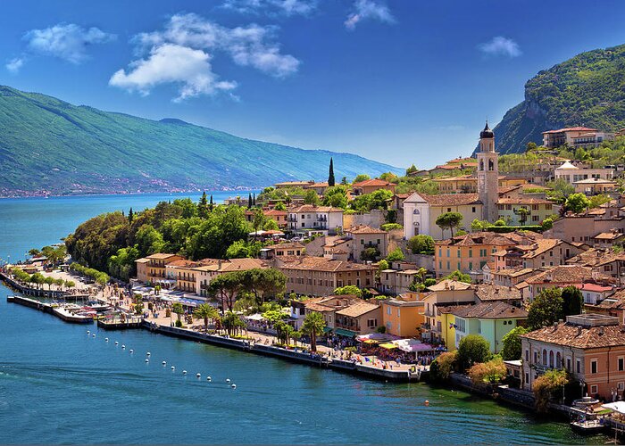 Limone Greeting Card featuring the photograph Limone sul Garda waterfront view #4 by Brch Photography