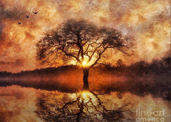 Tree Greeting Card featuring the digital art Lone Tree #4 by Ian Mitchell