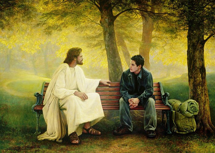 Jesus Greeting Card featuring the painting Lost and Found by Greg Olsen