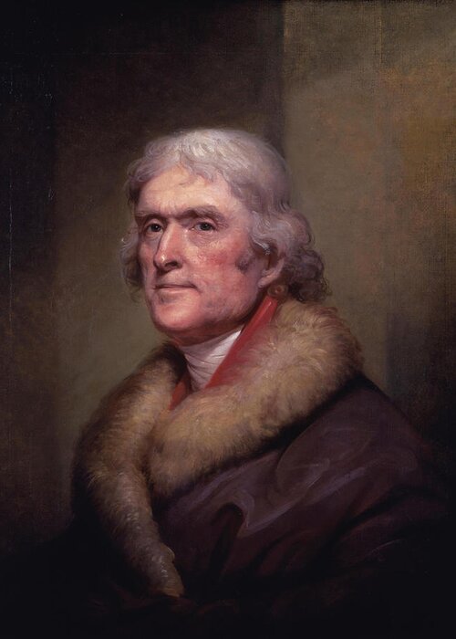 Thomas Jefferson Greeting Card featuring the painting President Thomas Jefferson #2 by War Is Hell Store