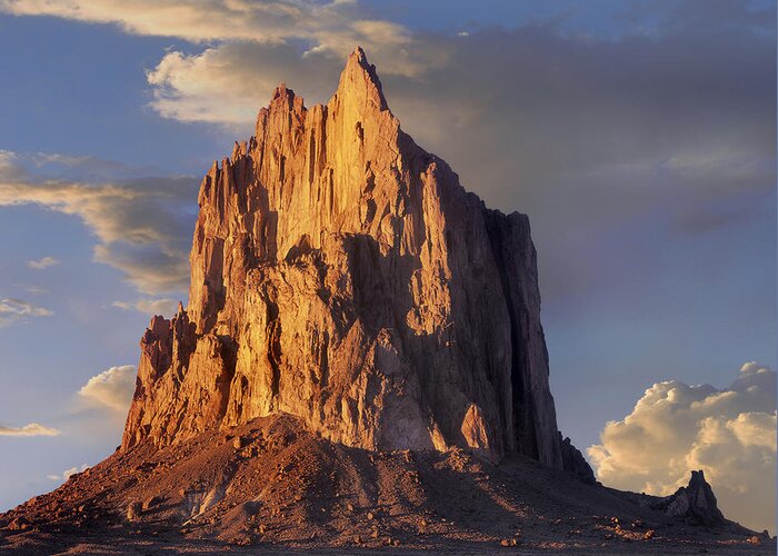 00177080 Greeting Card featuring the photograph Shiprock The Basalt Core Of An Extinct #4 by Tim Fitzharris