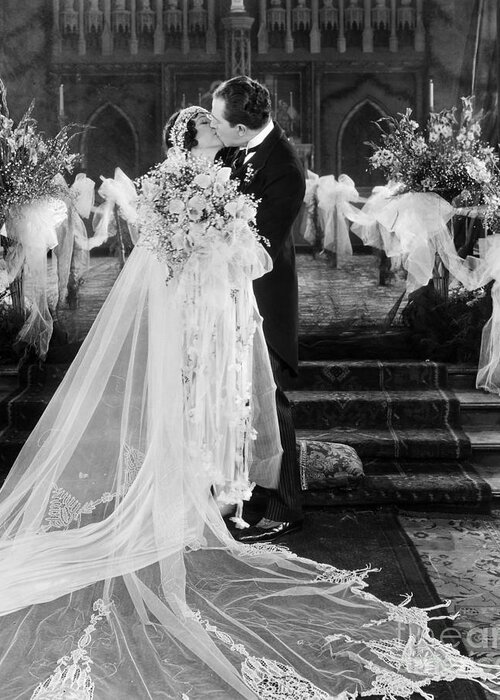 -weddings & Gowns- Greeting Card featuring the photograph Silent Film Still: Wedding #4 by Granger