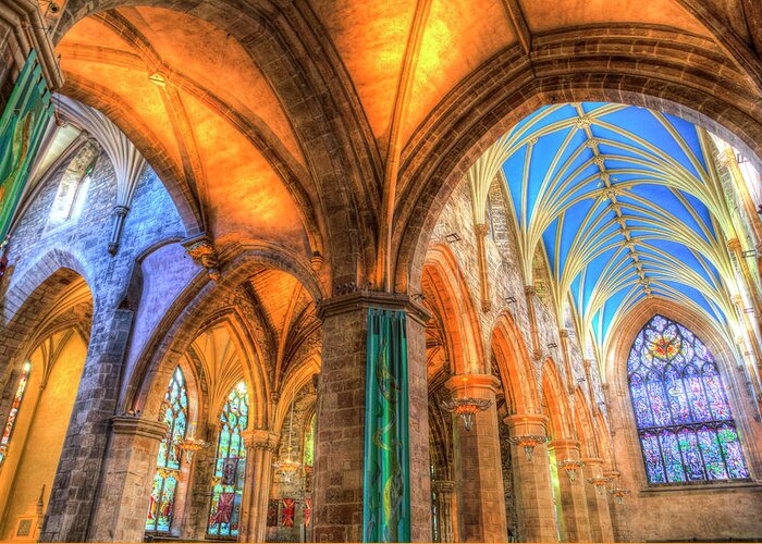St Giles Cathedral Edinburgh Greeting Card featuring the photograph St Giles Cathedral Edinburgh Scotland #4 by David Pyatt