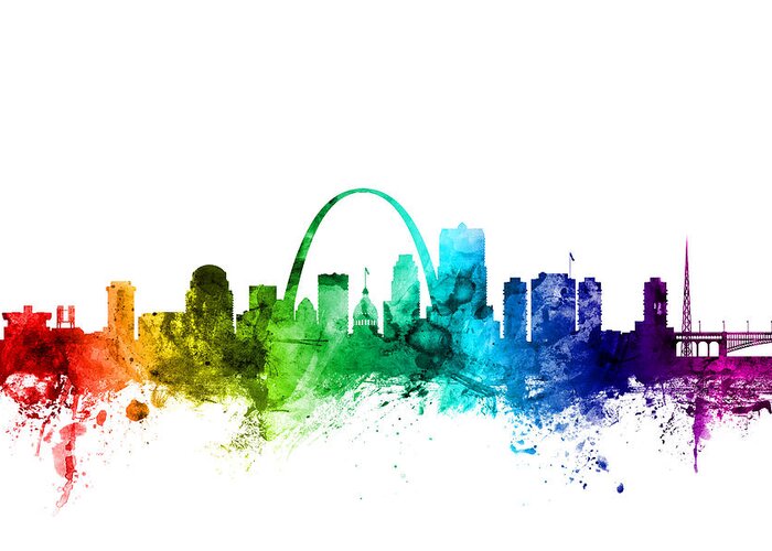 St Louis Greeting Card featuring the digital art St Louis Missouri Skyline #4 by Michael Tompsett