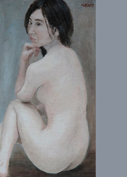 Nude Greeting Card featuring the painting Thought #5 by Masami Iida