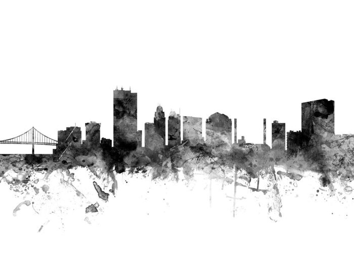 City Greeting Card featuring the digital art Toledo Ohio Skyline by Michael Tompsett