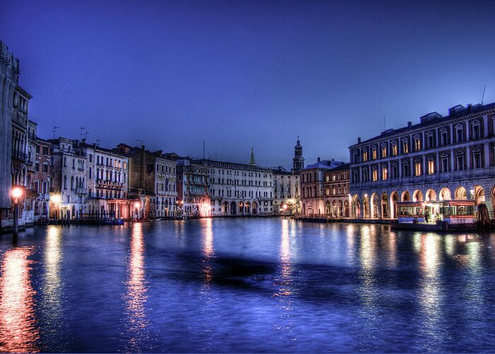 Venice Greeting Card featuring the photograph Venice by night by Andrea Barbieri