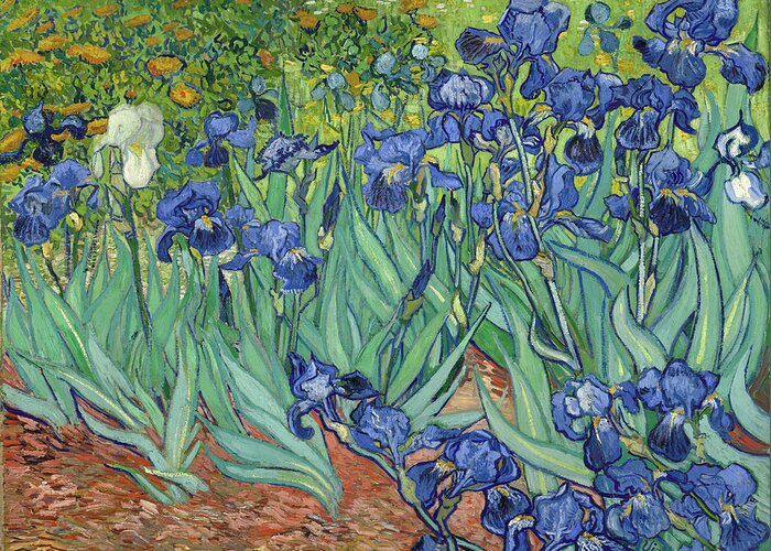 Irises Greeting Card featuring the painting Irises by Vincent van Gogh