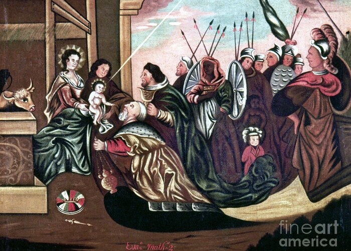 18th Century Greeting Card featuring the photograph Adoration Of The Magi #5 by Granger