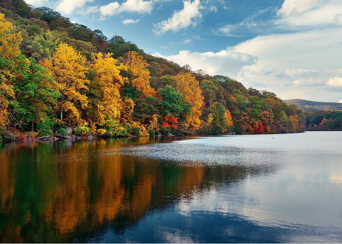 Autumn Greeting Card featuring the photograph Autumn Lake #5 by Songquan Deng