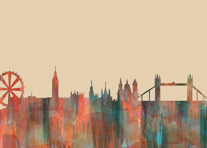 London England Skyline Greeting Card featuring the digital art London England Skyline #5 by Marlene Watson